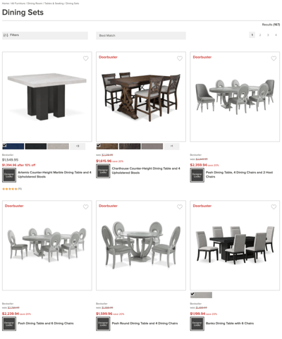 ecommerce merchandising strategy dining sets 